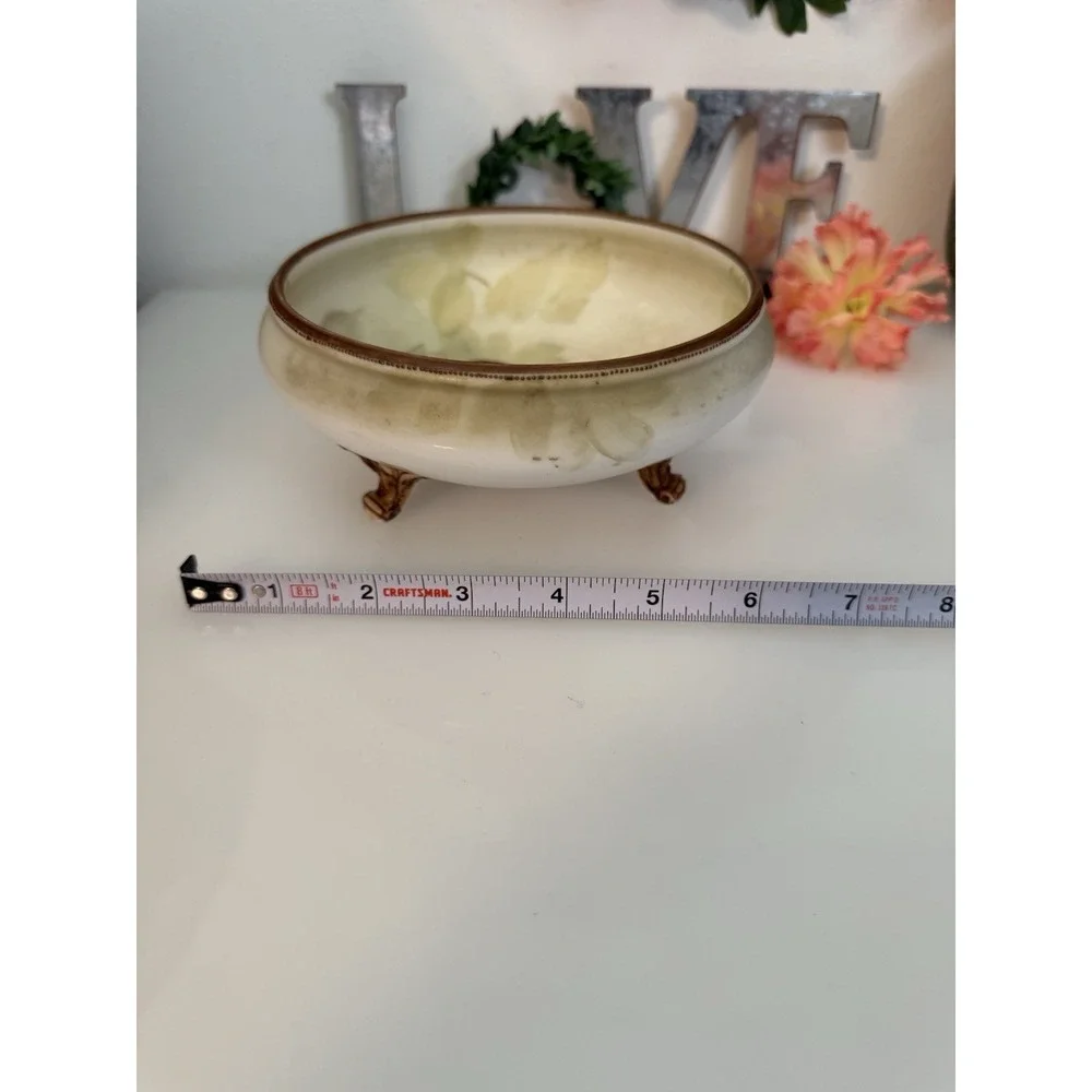 Vintage Nippon Morimura 3 Footed Bowl Browns Hand Painted 3D Walnut Japan‎ 5.5